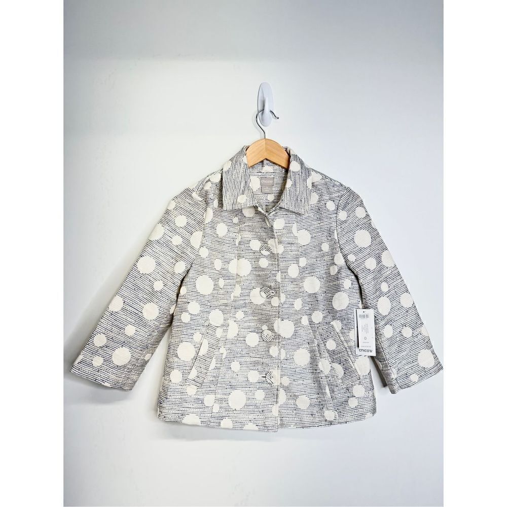 Chico’s Jacquard‎ Jacket Womens Size Small Polkadot Circles and Shine New